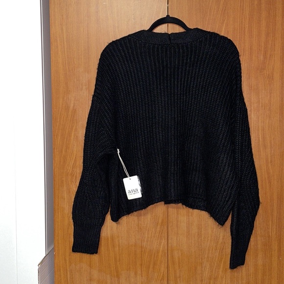 NWT a.n.a Ribbed Three Button Cardigan - Black - Size LP - Picture 7 of 7